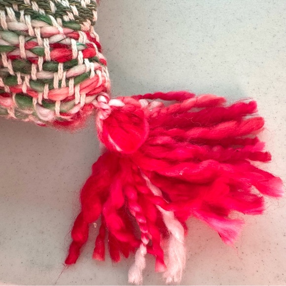 Cost Plus World Market Christmas Holiday Knit Tassel Lumbar Pillow Red Green - Picture 4 of 7